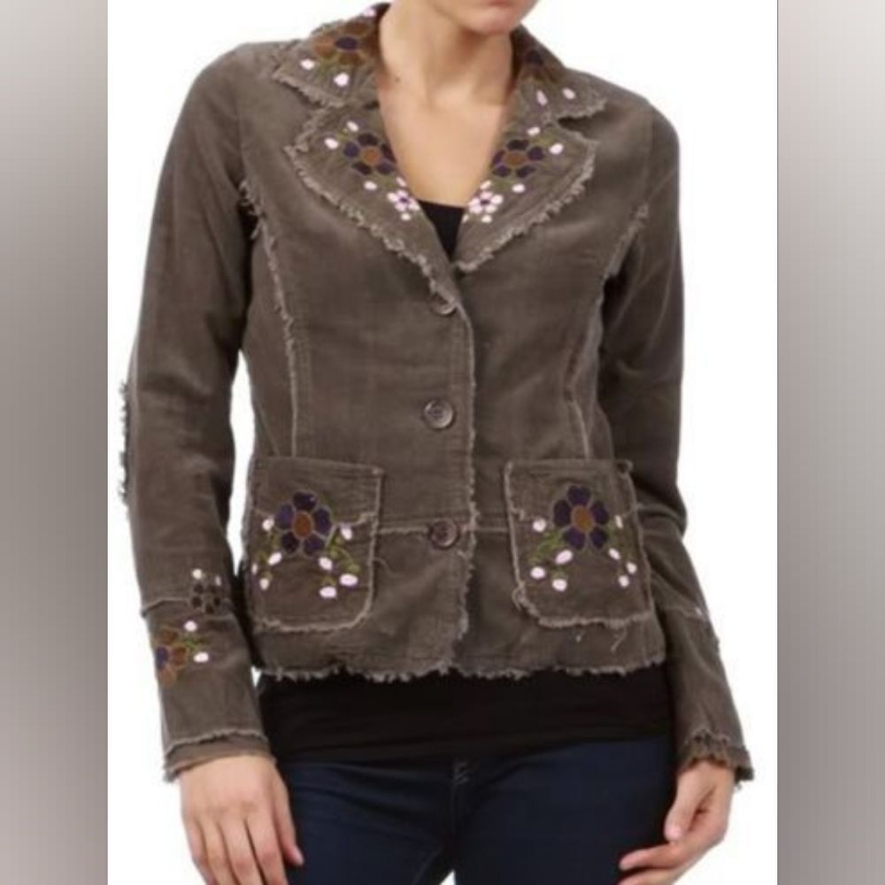 Sandrea Corduroy Embroidered Floral Jacket - Picture 10 of 10